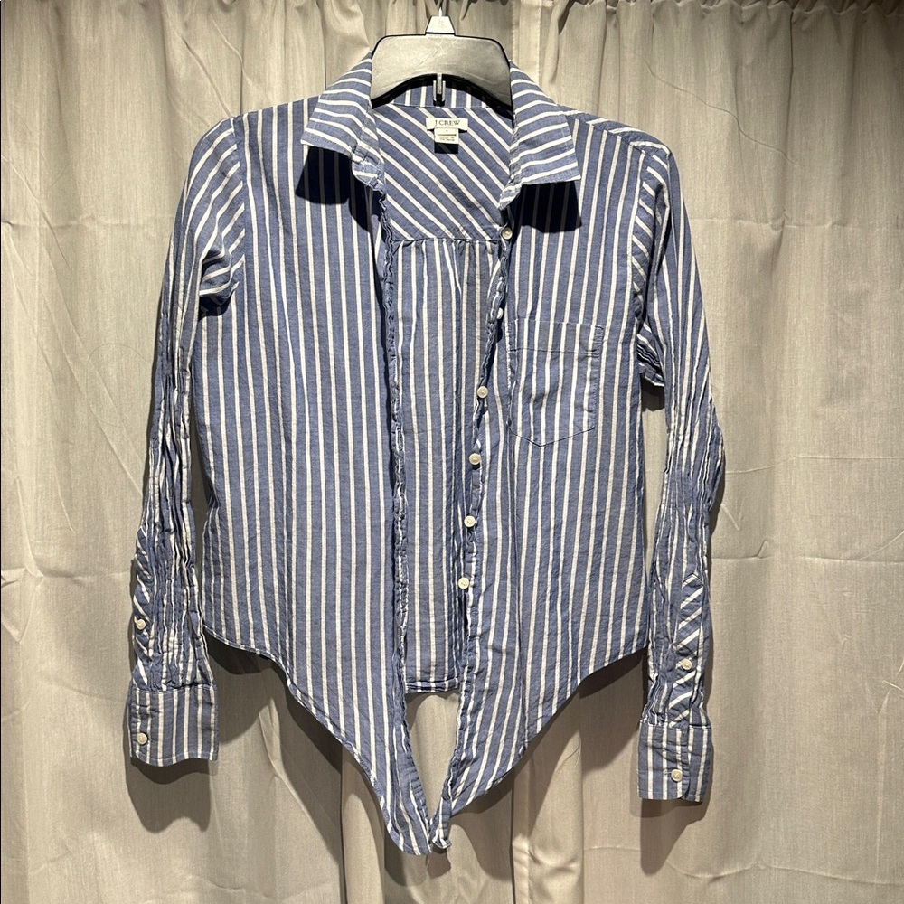 J. Crew Blue and White Striped Shirt